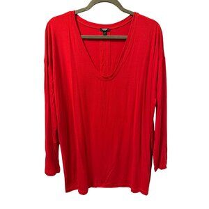 Express Womens Red V-Neck Long Sleeve Top Sz M tunic